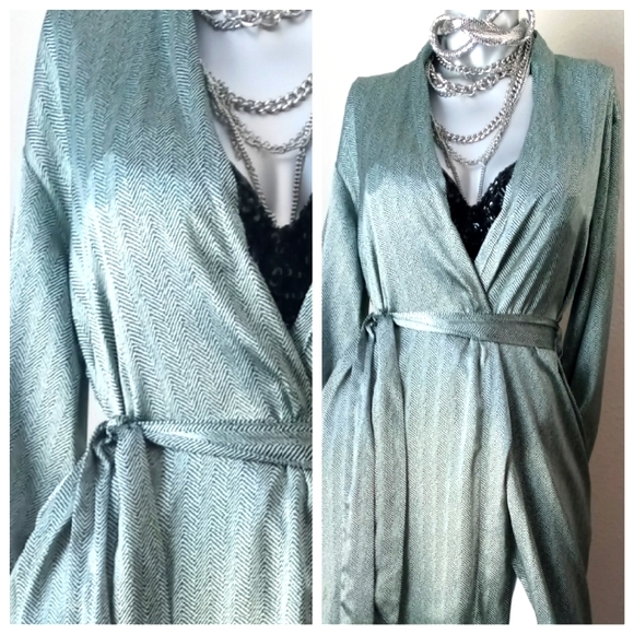 Jones New York Silky Herringbone Print Matching Belt Authentic Wrap Dress - Picture 6 of 12